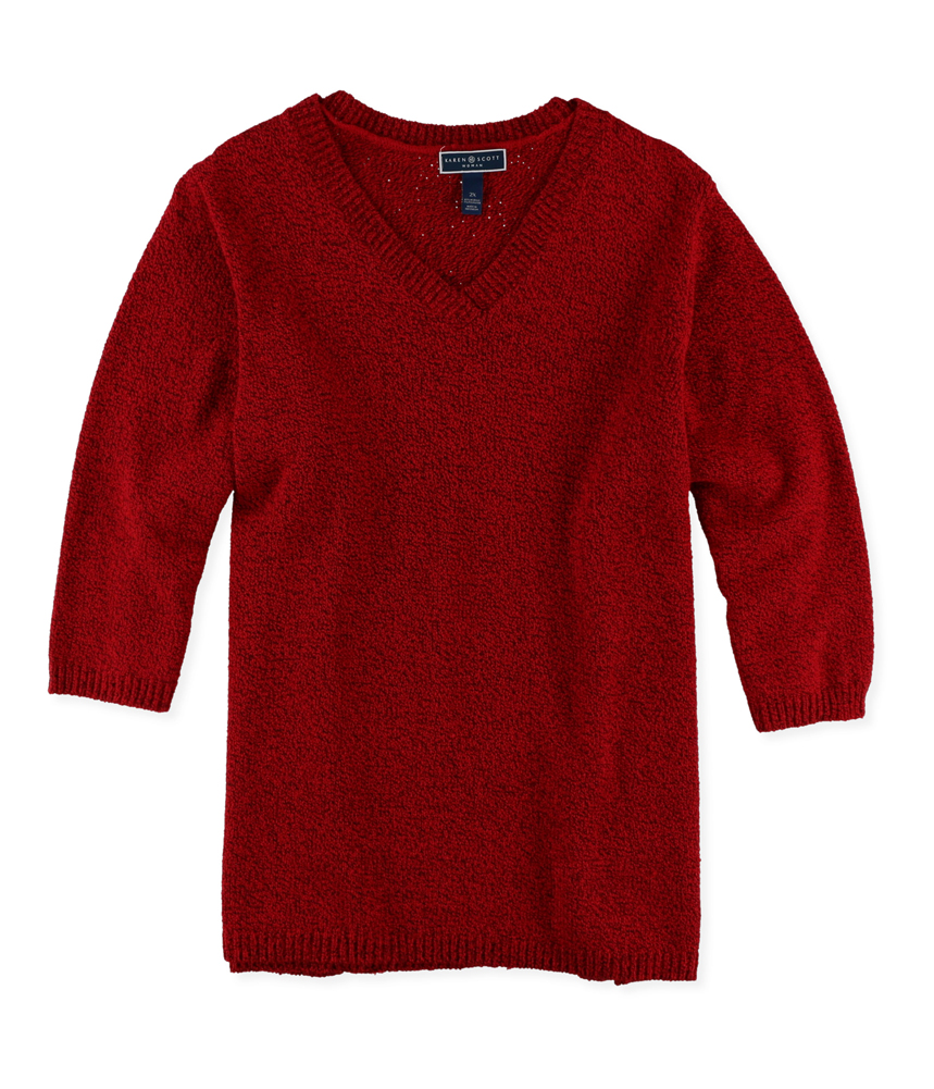 Karen Scott Womens Three Quarter Marled Pullover Sweater Karen Scott Womens Three Quarter Marled Pullover Sweater