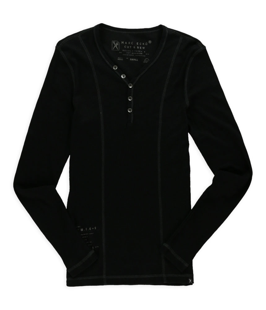 Marc Ecko Mens Ribbed Henley Shirt Marc Ecko Mens Ribbed Henley Shirt