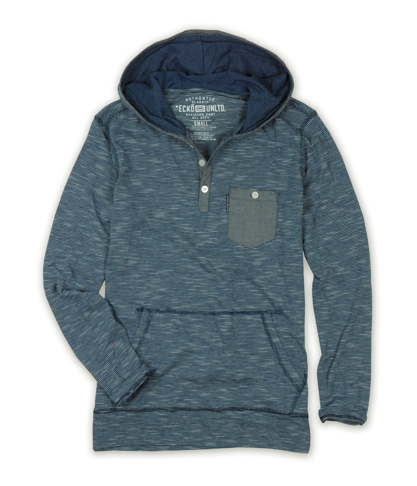 Ecko Unltd. Mens Border Hoody Striped Henley Shirt Ecko Unltd. Mens Border Hoody Striped Henley Shirt