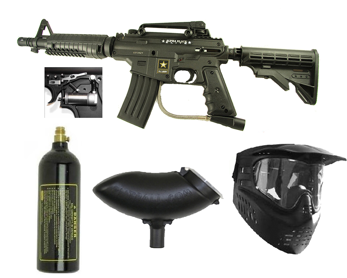 US Army Alpha Black Elite w/ Response Paintball Marker Gun 3Skull Package Set at Sears.com