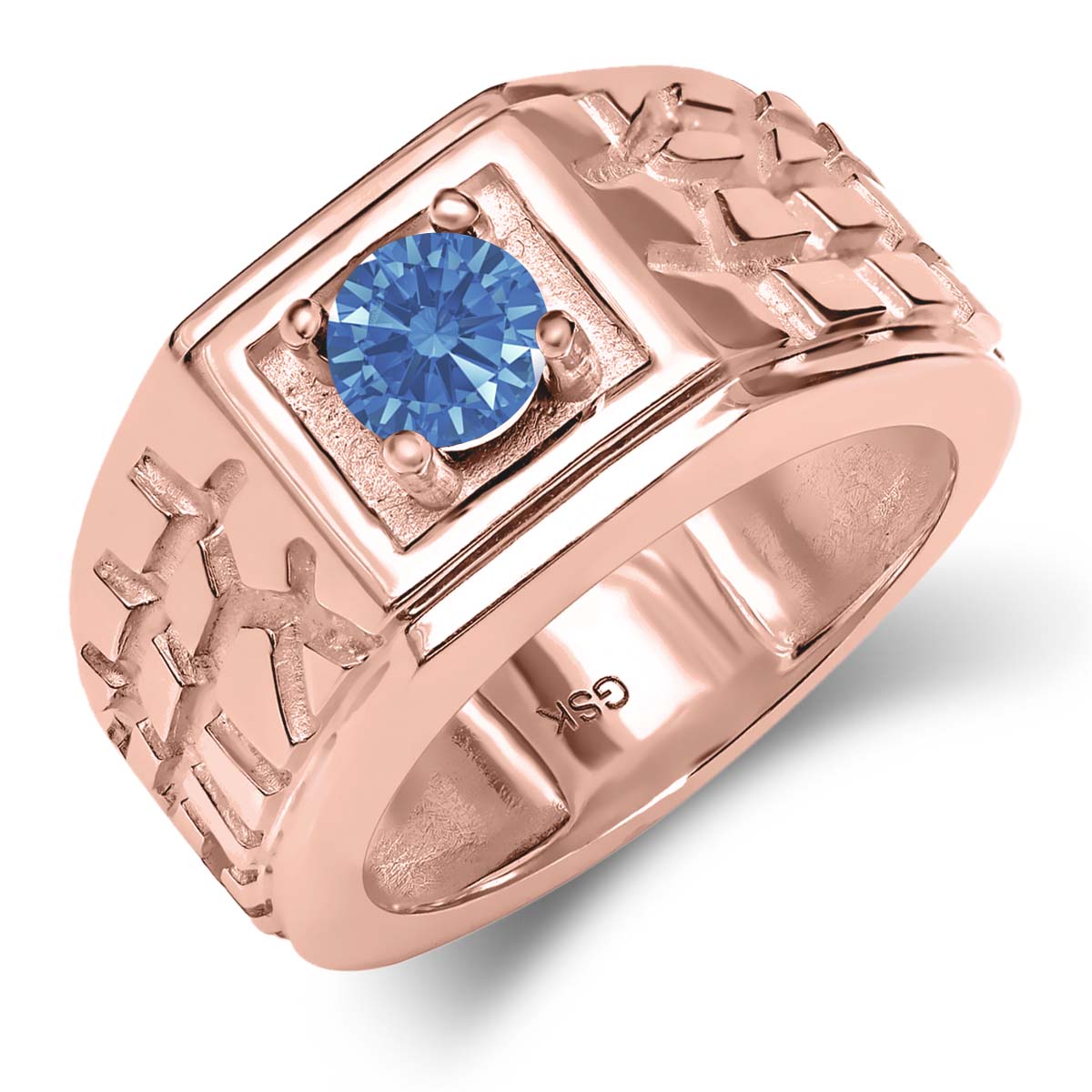 Gem Stone King 0.46 Ct Fancy Blue 14K Rose Gold Ring Made With Swarovski Zirconia