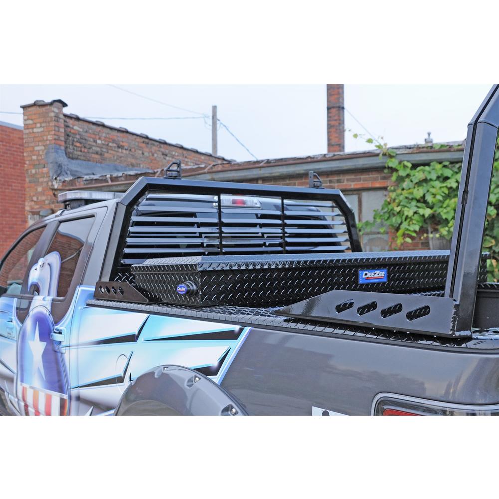 Zee DZ95050WLB Cab Rack  Gloss Black  Aluminum  Louvered  Wide  Incl. Mounting Brackets