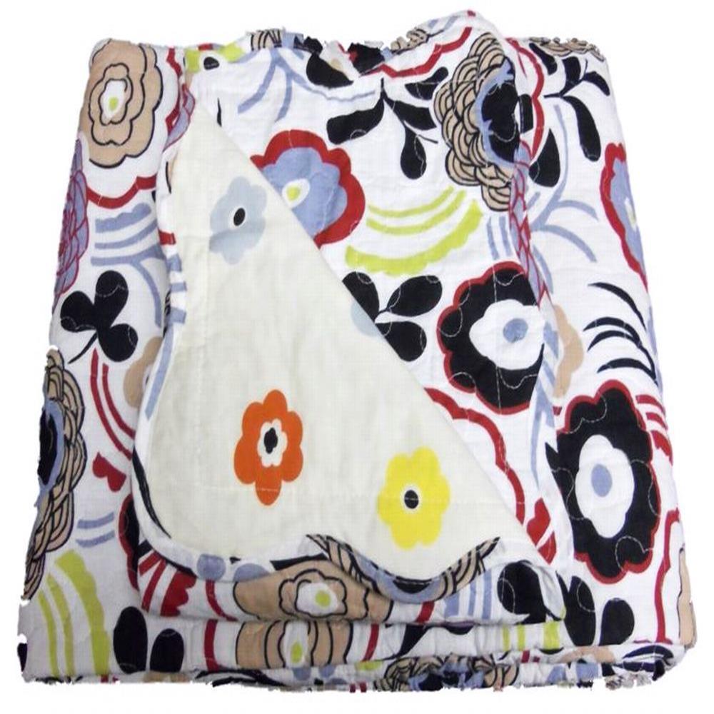 Home Collection Mod Floral White 250T Cotton Oversize Queen Quilt & Sham Set at Sears.com