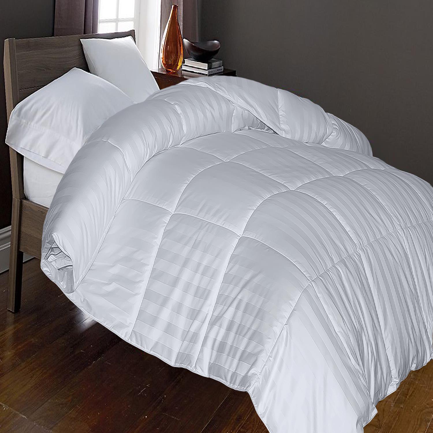 Blueridge 230 TC Damask Cabana Stripe Cotton Cover Down Alternative Comforter White Blueridge 230 TC Damask Cabana Stripe Cotton Cover Down Alternative Comforter White