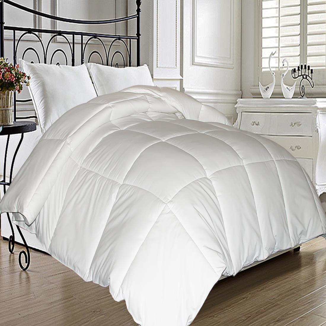 Blueridge Microfiber Cover Natural Feather Down Fiber Blend Comforter White Blueridge Microfiber Cover Natural Feather Down Fiber Blend Comforter White