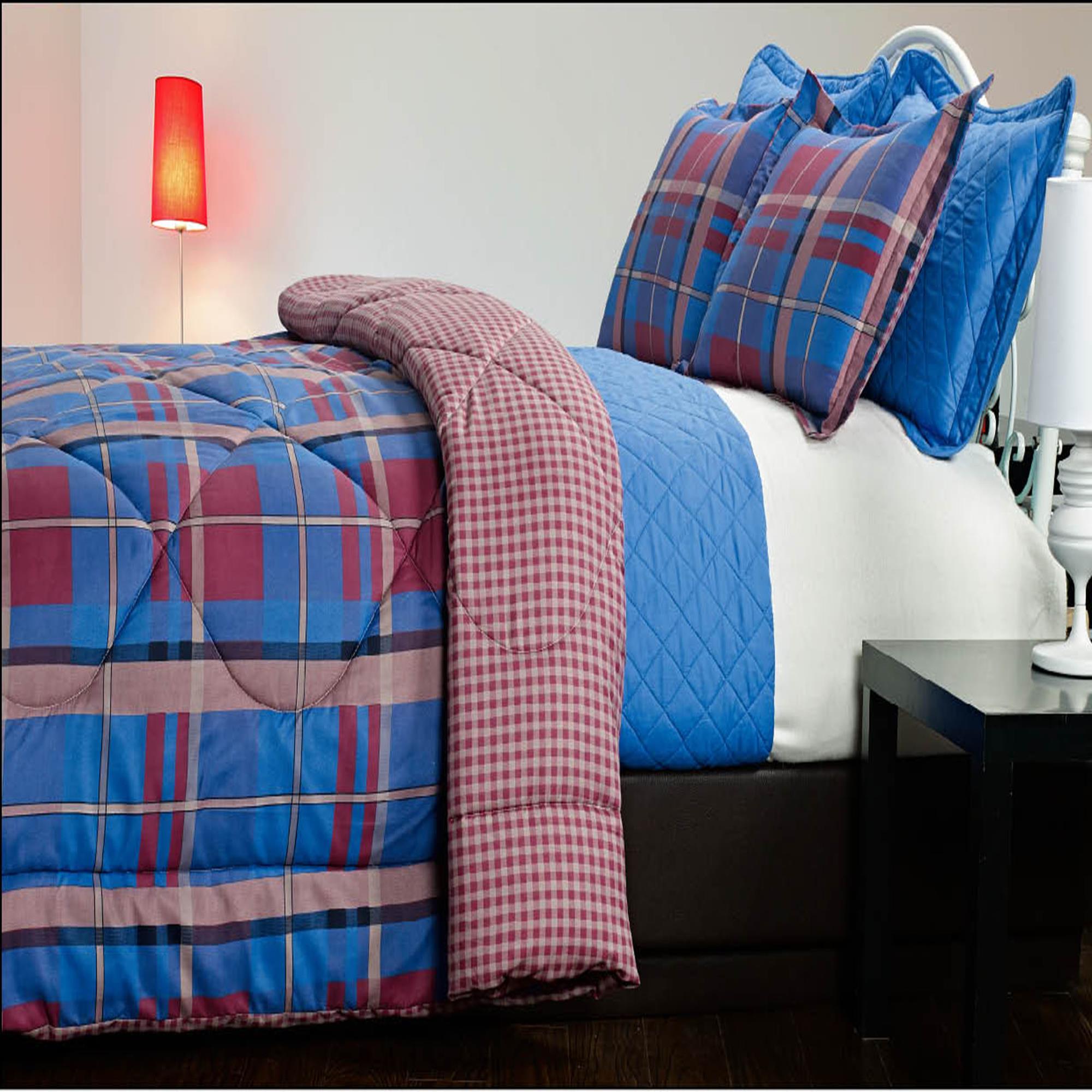J.P Stevens Home J.P.Stevens Home Reversible 6 Piece Full/Queen And King Comforter & Quilt Set Blue Plaid J.P Stevens Home J.P.Stevens Home Reversible 6 Piece Full/Queen And King Comforter & Quilt Set Blue Plaid