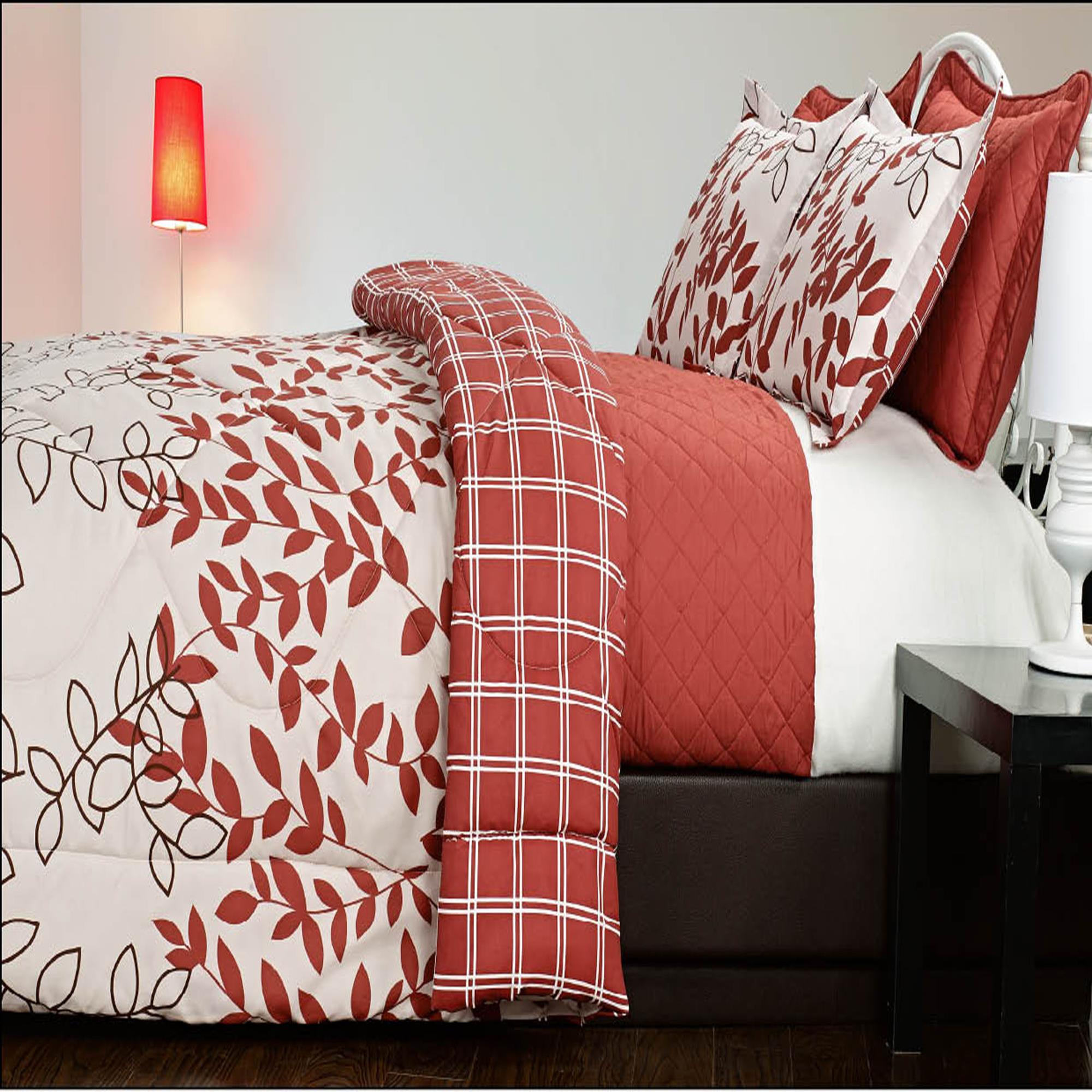 J.P Stevens Home J.P.Stevens Home Reversible 6 Piece Full/Queen And King Comforter & Quilt Set Red Leaves J.P Stevens Home J.P.Stevens Home Reversible 6 Piece Full/Queen And King Comforter & Quilt Set Red Leaves