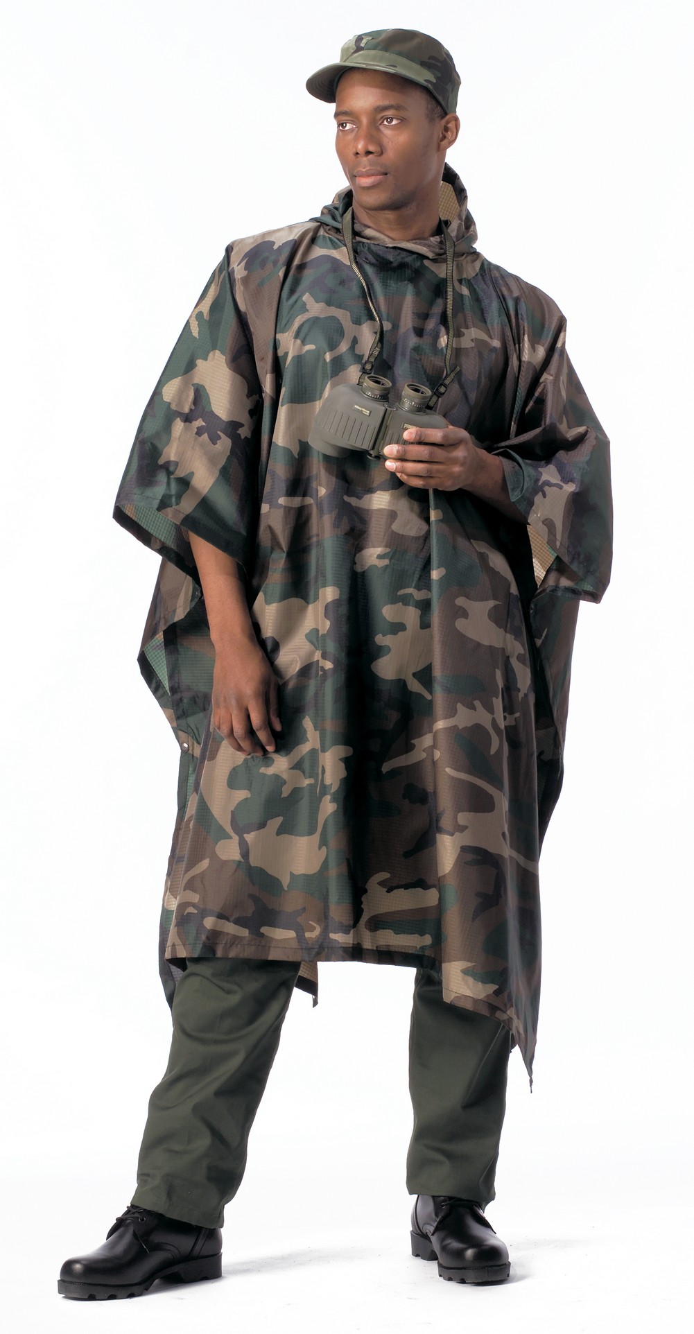 Rain Poncho - Military Style RipStop, Woodland Camo, One Size by Rothco