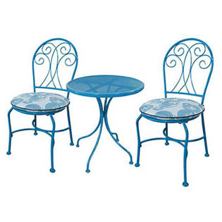 Courtyard Creations S11S175Y-T Malibu Collection Turquoise Bistro Set Courtyard Creations S11S175Y-T Malibu Collection Turquoise Bistro Set