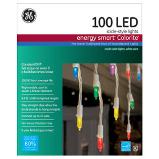 GE Energy Smart Colorite, LED Crystal Miniature Icicle Set (100-Count) GE Energy Smart Colorite, LED Crystal Miniature Icicle Set (100-Count)