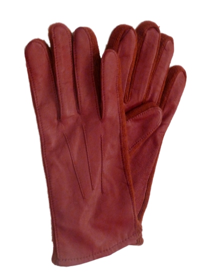 Fownes Fownes Womens Red Leather Gloves with Stretch Knit Sides Fownes Fownes Womens Red Leather Gloves with Stretch Knit Sides