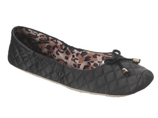 Dearfoams Womens Quilted Black Satin Slippers Ballet Flats Holiday House Shoes at Sears.com