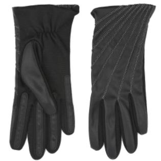 Fownes Fownes Womens Black Leather Look Driving Gloves with Metallic Stitching Fownes Fownes Womens Black Leather Look Driving Gloves with Metallic Stitching