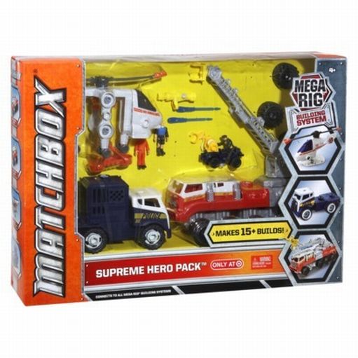 UPC 746775105266 product image for Matchbox Mega Rig Supreme Hero Pack Playset Fire Truck Helicoptor Police 15 Bld | upcitemdb.com