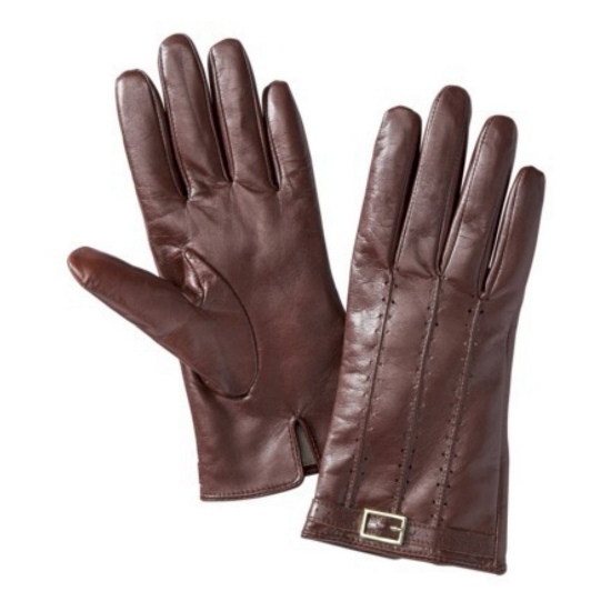 Merona Womens Brown Leather Gloves with Polka Dots & Silver Buckle Merona Womens Brown Leather Gloves with Polka Dots & Silver Buckle