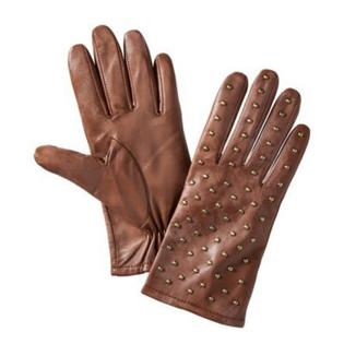 Merona Womens Brown Leather Gloves with Metal Stud Fronts Merona Womens Brown Leather Gloves with Metal Stud Fronts