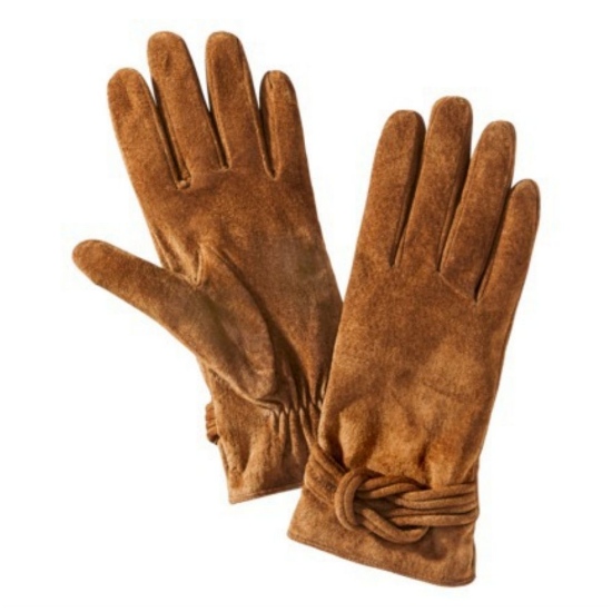 Merona Merona Womens Brown Suede Knotted Leather Gloves Merona Merona Womens Brown Suede Knotted Leather Gloves