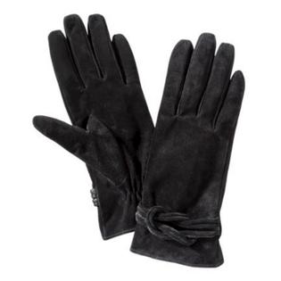 Merona Merona Womens Black Suede Knotted Leather Gloves Merona Merona Womens Black Suede Knotted Leather Gloves