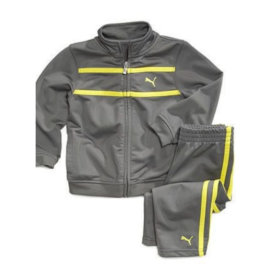 Puma Puma Infant Boys 2 Piece Gray & Yellow Stripe Jacket & Pants Set Baby Track Suit Puma Puma Infant Boys 2 Piece Gray & Yellow Stripe Jacket & Pants Set Baby Track Suit