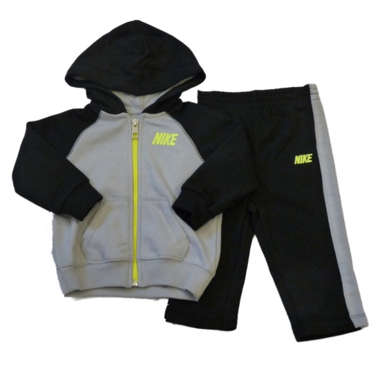 Nike Infant Boys 2 Piece Gray & Black Hoodie Jacket & Pants Set Baby Track Suit Nike Infant Boys 2 Piece Gray & Black Hoodie Jacket & Pants Set Baby Track Suit