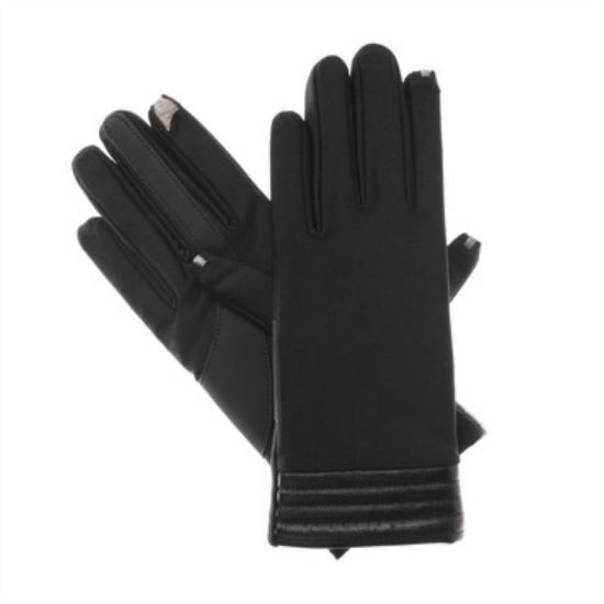 Isotoner Isotoner Smart Touch Womens Black Spandex Stretch Tech Gloves Smartouch Text Isotoner Isotoner Smart Touch Womens Black Spandex Stretch Tech Gloves Smartouch Text