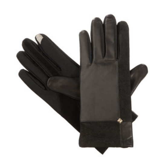 Isotoner Isotoner Smart Touch Womens Black Leather Stretch Gloves Smartouch Colorblock Isotoner Isotoner Smart Touch Womens Black Leather Stretch Gloves Smartouch Colorblock