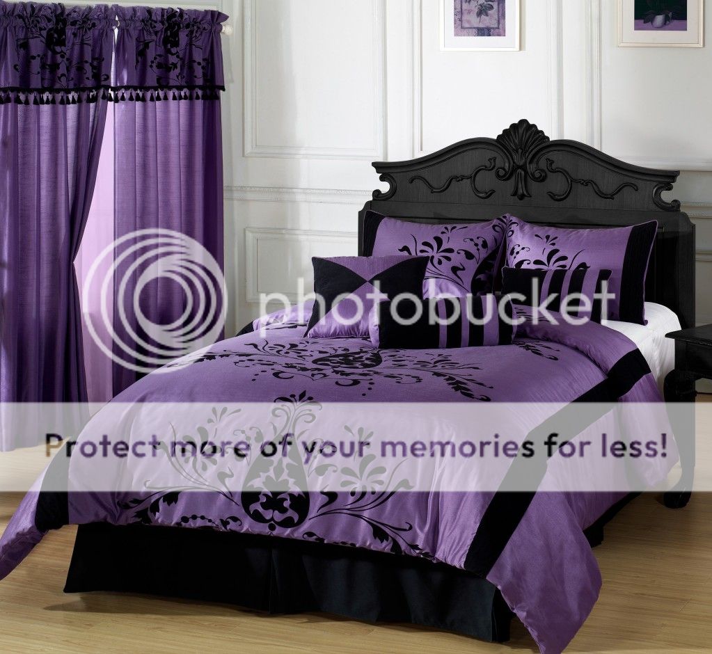 Cozy Beddings 7-Pieces Comforter set VIOLETA, Purple,  Black Bed-in-a-bag CAL-KING Size Bedding at Sears.com