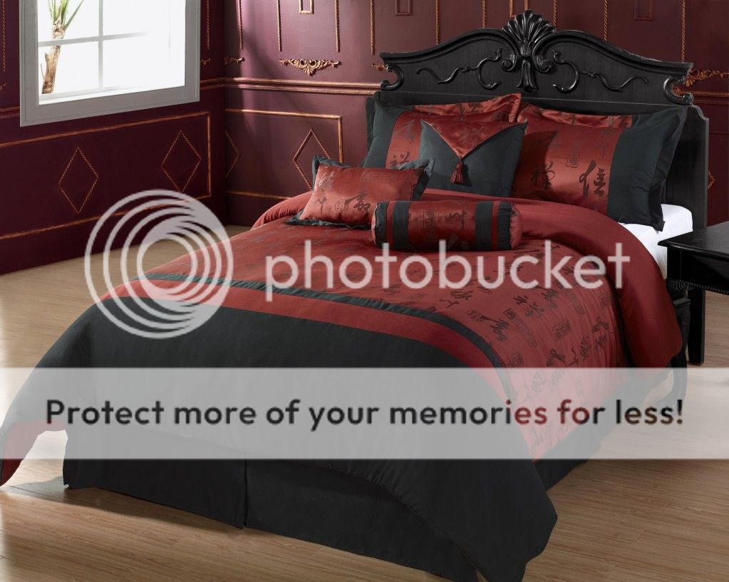 Cozy Beddings FULL (86 X 86) Size Bedding 7-Piece Comforter Set Oyuki, Burgundy, Black Bed in a Bag at Sears.com
