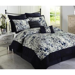 CozyBeddings Splash Blue 8pc Comforter Set Navy Blue, White Animal Print Microfiber Bed Cover KING Size Bedding CozyBeddings Splash Blue 8pc Comforter Set Navy Blue, White Animal Print Microfiber Bed Cover KING Size Bedding