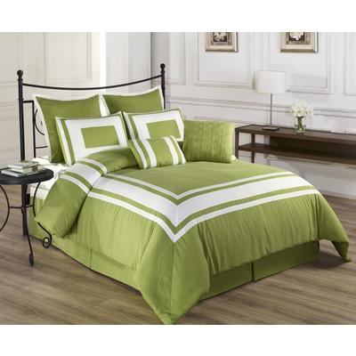 CozyBeddings Lux Decor Pistachio Green 8 Piece Comforter Set, White Stripe Bedding - QUEEN size Bed Cover CozyBeddings Lux Decor Pistachio Green 8 Piece Comforter Set, White Stripe Bedding - QUEEN size Bed Cover