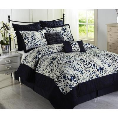 CozyBeddings Splash Blue 8pc Comforter Set Navy Blue, White Animal Print Microfiber Bed Cover FULL Size Bedding CozyBeddings Splash Blue 8pc Comforter Set Navy Blue, White Animal Print Microfiber Bed Cover FULL Size Bedding