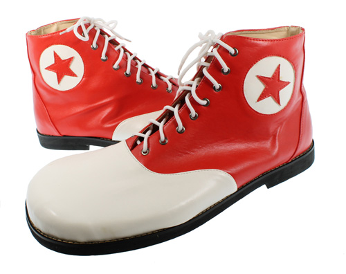 RedSkyTrader White and Red Pleather Star Goofy Clown Shoes - Fun Novelty Costume RedSkyTrader White and Red Pleather Star Goofy Clown Shoes - Fun Novelty Costume