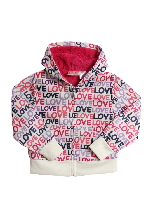 Pink Platinum Kid Girls Pink and Purple Love Sherpa Hoodie Winter Jacket at Sears.com