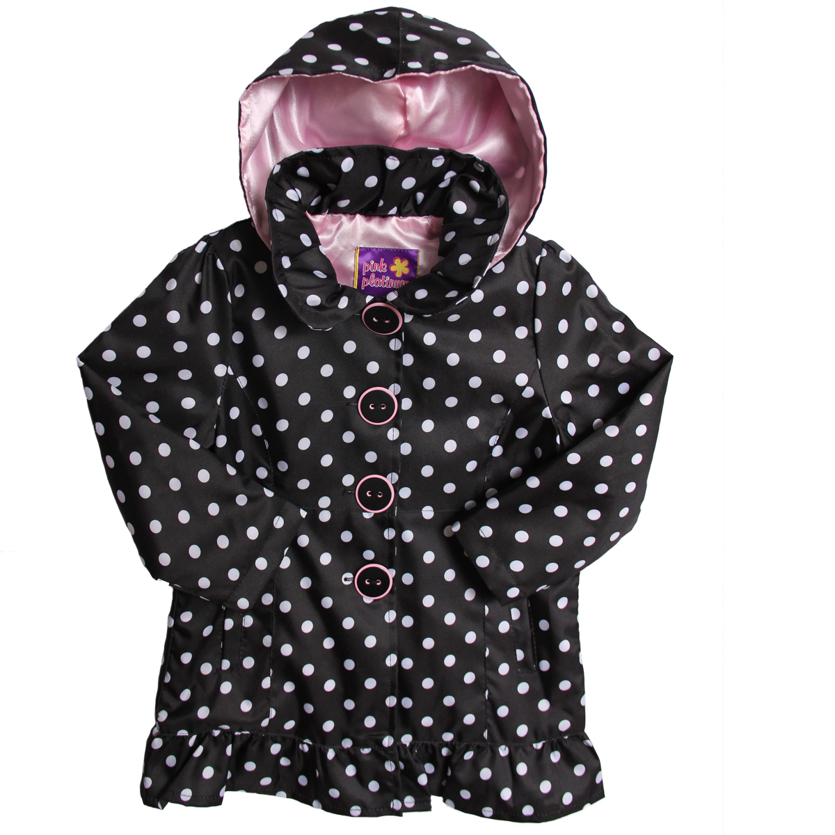 Pink Platinum Kid Girls Black White Polka Dot Hooded Raincoat Spring Jacket at Sears.com