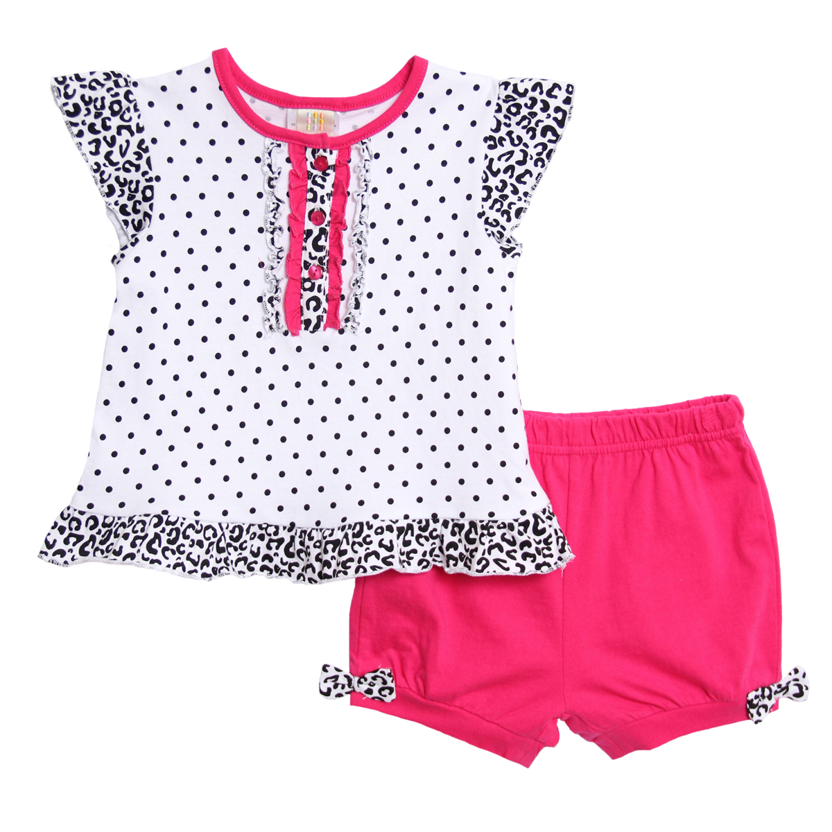 Absorba Toddler Girls 2 Piece Hot Pink Black Polka Dot Leopard Top Shorts at Sears.com