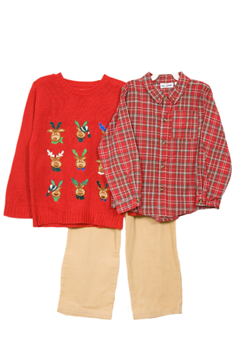 Baby Togs Toddler Boys (2t-4t) 3pc Christmas reindeer sweater & khaki pants set at Sears.com