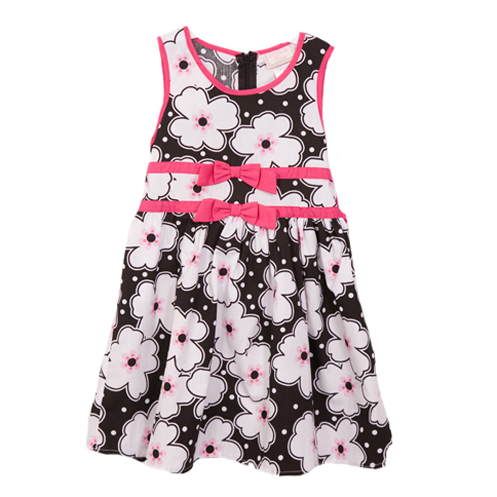 Sugah and Honey Little Girls 1 Piece Pink Black Floral Print Sundress Dress at Sears.com