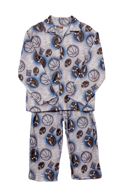 Tuff Guys Toddler Boys 2 Piece Grey Blue Football Flannel Pajamas Set at Sears.com