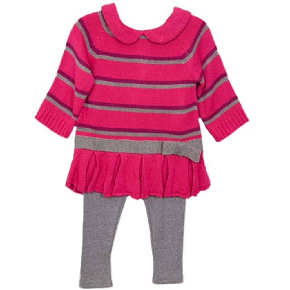 B.T. Kids Newborn Baby Girls 2 Piece Pink Striped Knit Tunic Sweater Leggings Set B.T. Kids Newborn Baby Girls 2 Piece Pink Striped Knit Tunic Sweater Leggings Set