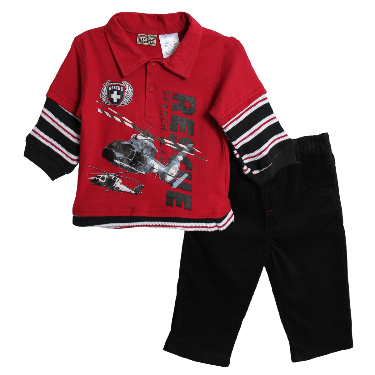 Little Rebels Infant Baby Boys 2 Piece Red Long Sleeve Polo Shirt Corduroy Pants at Sears.com