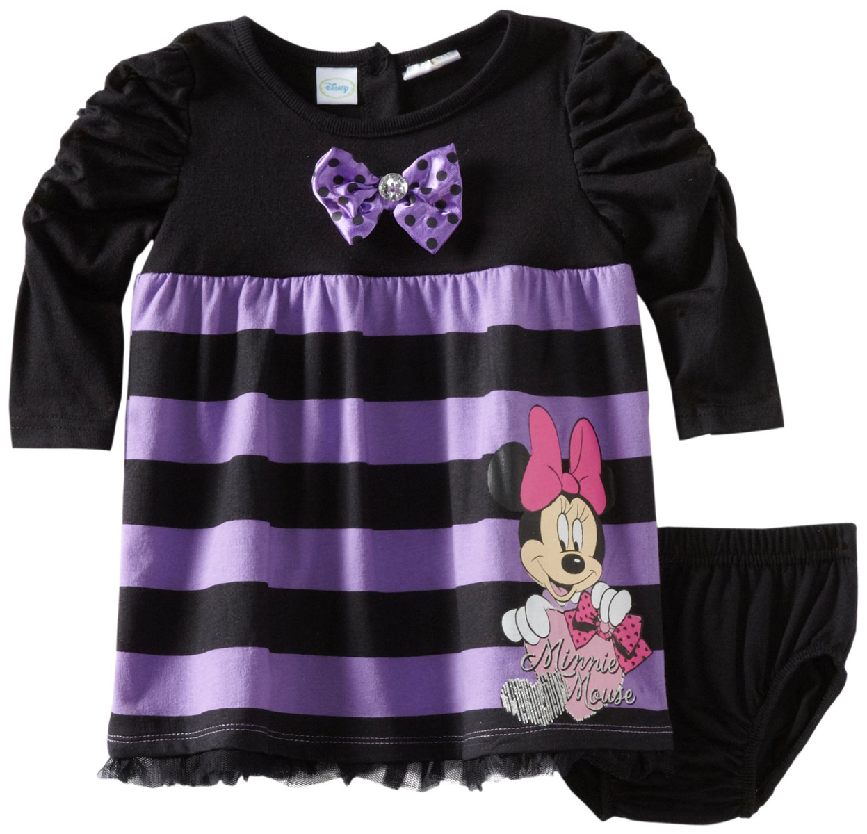 Disney Infant Baby Girls 2 Piece Minnie Mouse Purple Striped Dress Bloomers Set at Sears.com