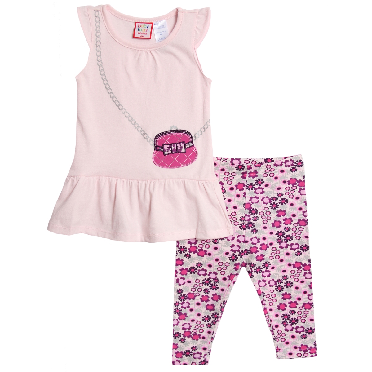 Baby Togs Infant Baby Girls 2 Piece Pink Purse Top Purple Floral Leggings Set Baby Togs Infant Baby Girls 2 Piece Pink Purse Top Purple Floral Leggings Set