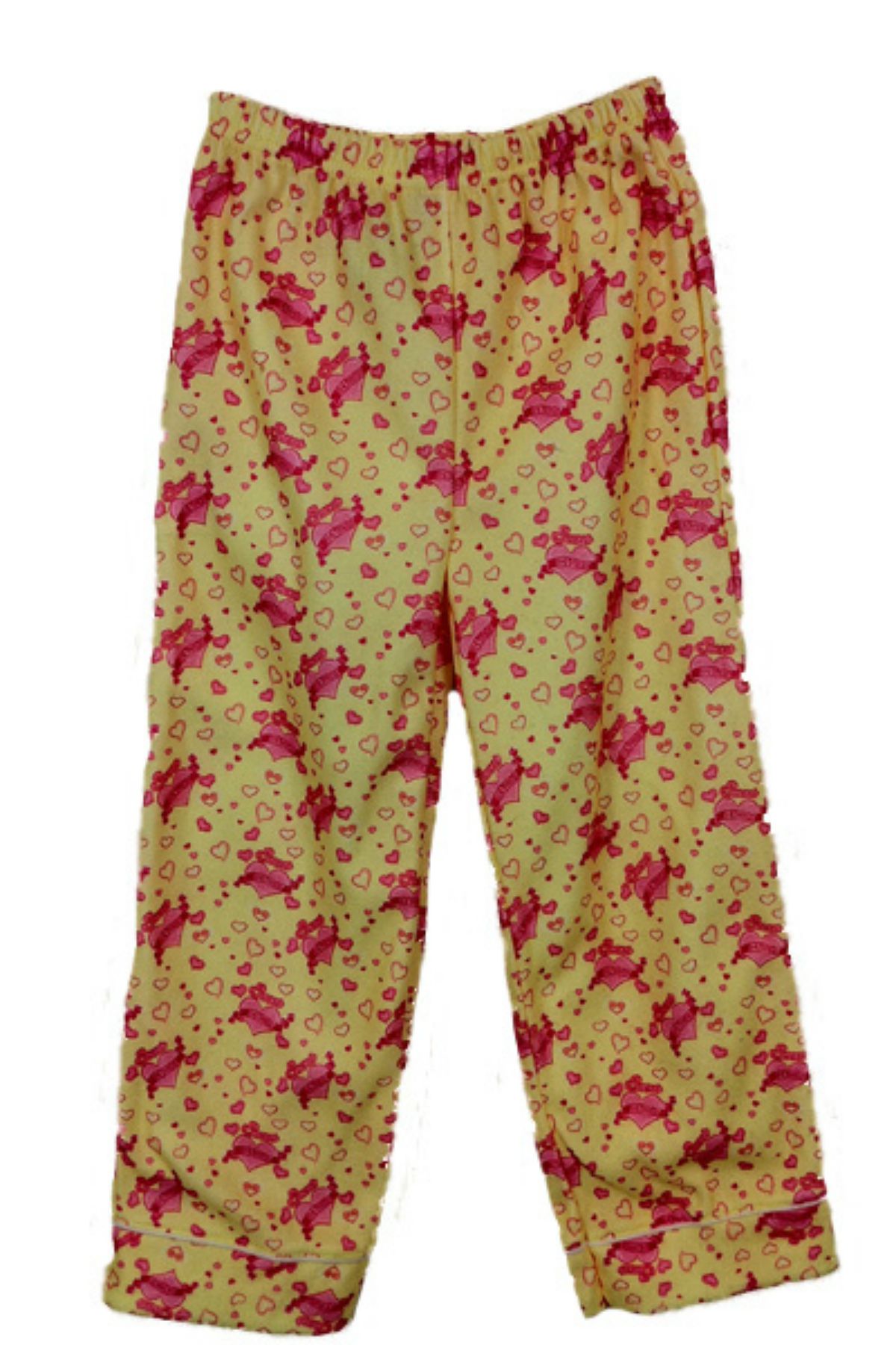 Angel Face Kid Girls 1 Piece Yellow Pink Hearts Flannel Pajama Pants Angel Face Kid Girls 1 Piece Yellow Pink Hearts Flannel Pajama Pants