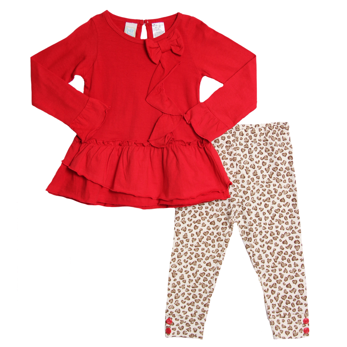 Baby Togs Toddler Girls 2 Piece Red Ruffle Top Glitter Heart Print Leggings Set Baby Togs Toddler Girls 2 Piece Red Ruffle Top Glitter Heart Print Leggings Set
