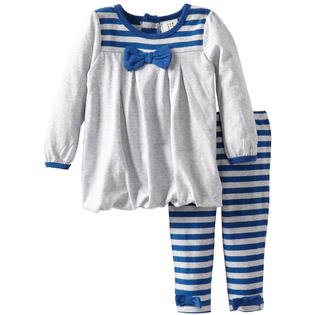 Absorba Infant Baby Girls 2 Piece Bubble Tunic Top Striped Leggings Set Absorba Infant Baby Girls 2 Piece Bubble Tunic Top Striped Leggings Set