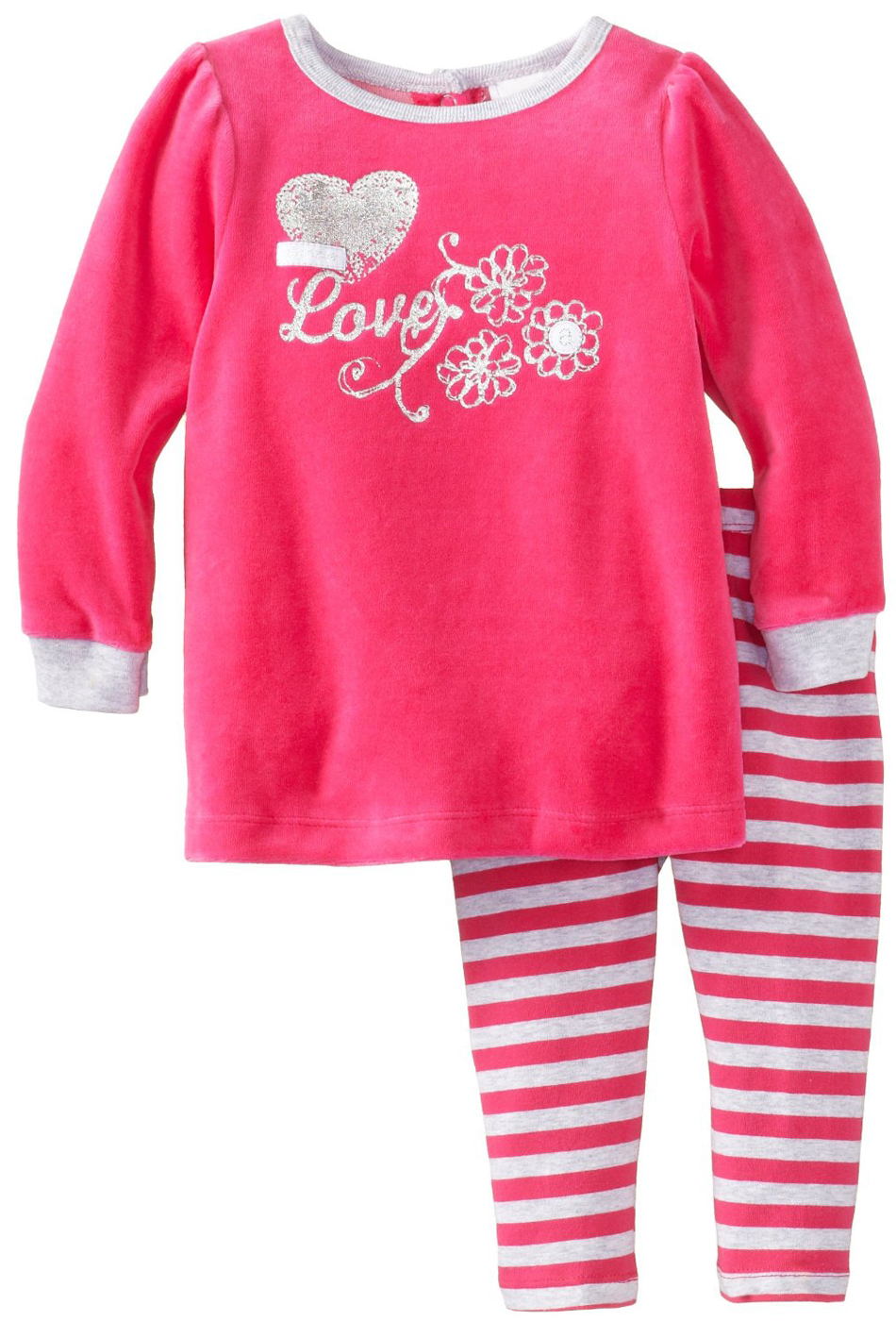 Absorba Infant Baby Girls 2 Piece Pink Velour Top Striped Leggings Set Absorba Infant Baby Girls 2 Piece Pink Velour Top Striped Leggings Set
