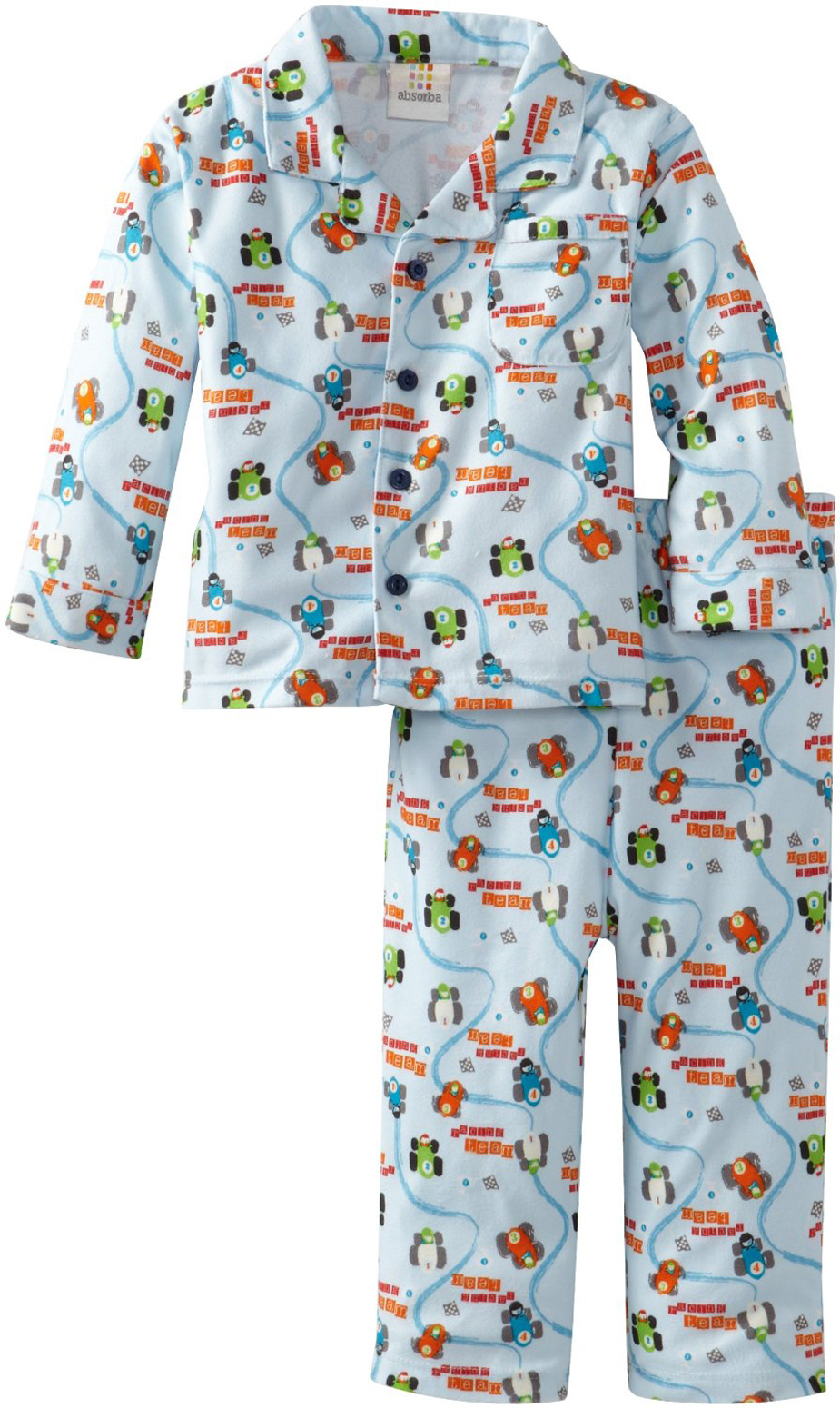 Absorba Toddler Boys 2 Piece Blue Red Racecar Flannel Pajama Sleepwear Set Absorba Toddler Boys 2 Piece Blue Red Racecar Flannel Pajama Sleepwear Set