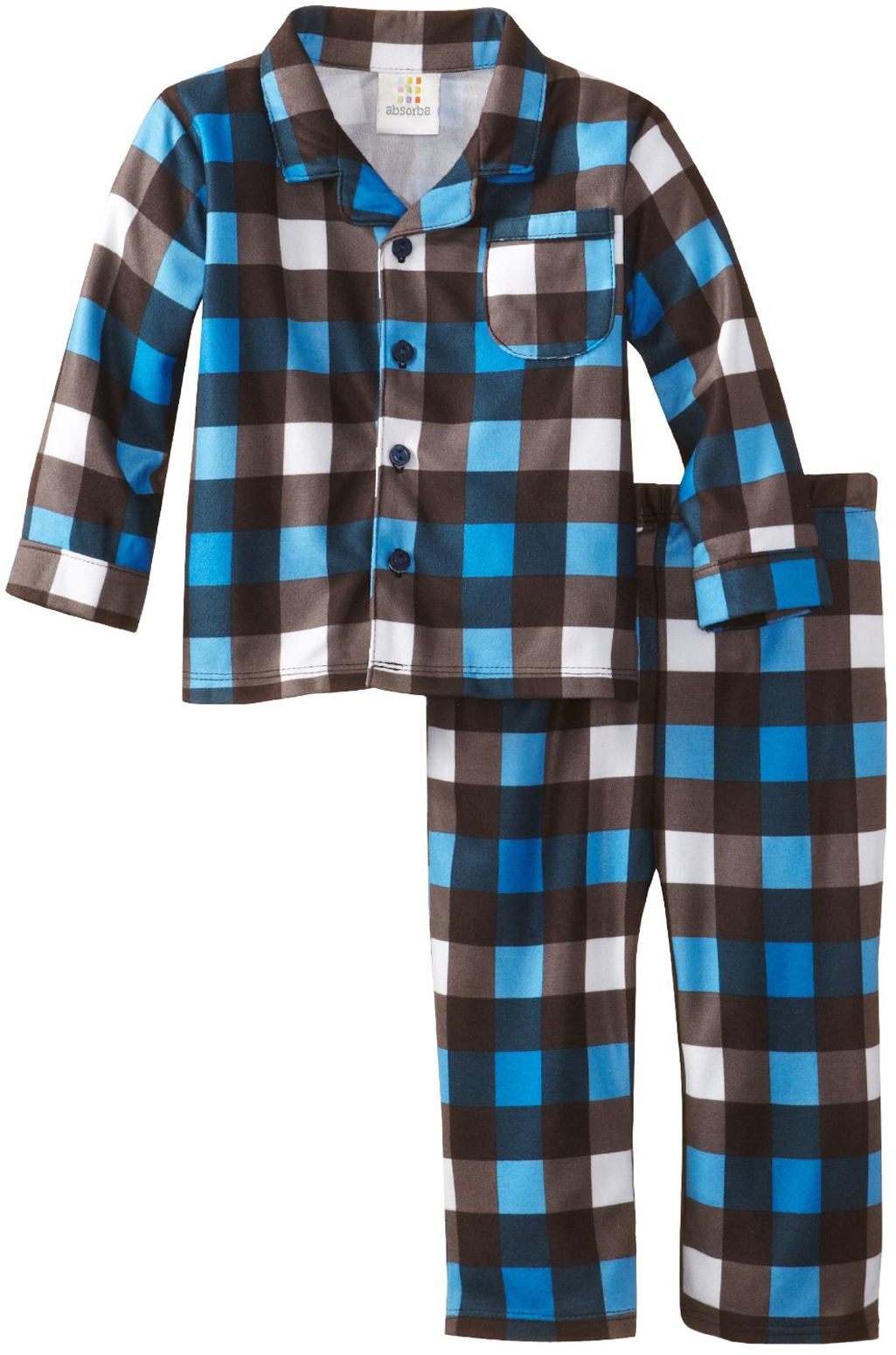 Absorba Toddler Boys 2 Piece Blue Black Plaid Flannel Pajama Set Absorba Toddler Boys 2 Piece Blue Black Plaid Flannel Pajama Set