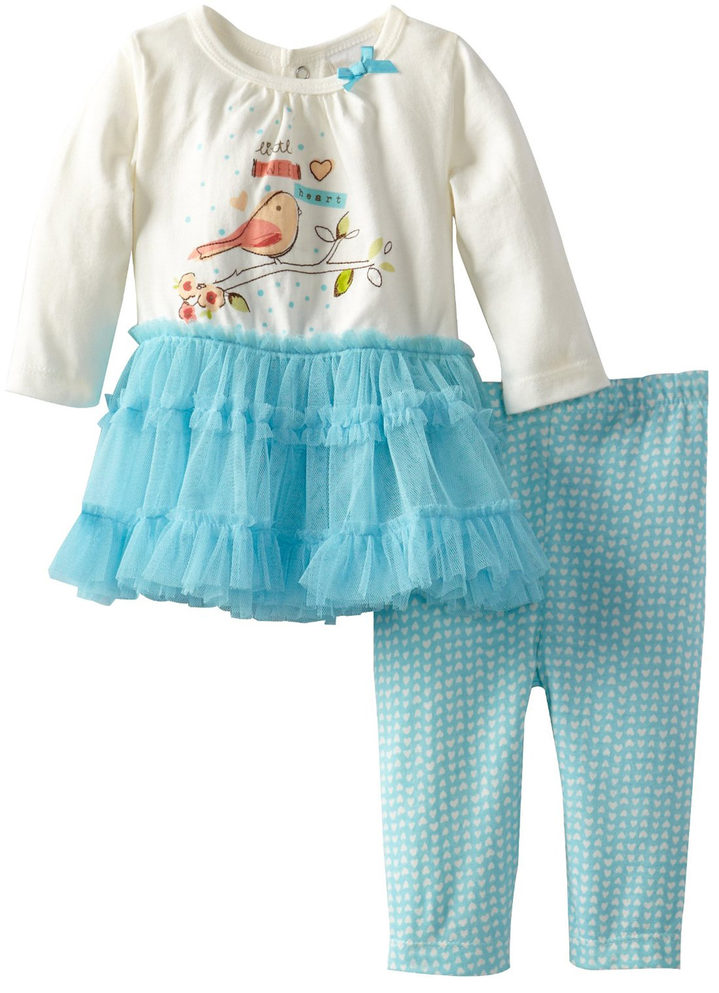 Absorba Newborn Baby Girls 2 Piece Turquoise Tutu Dress Heart Print Leggings Set Absorba Newborn Baby Girls 2 Piece Turquoise Tutu Dress Heart Print Leggings Set