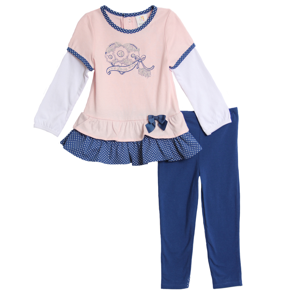 Absorba Infant Baby Girls 2 Piece Pink Blue Layered Tunic Top Leggings Set Absorba Infant Baby Girls 2 Piece Pink Blue Layered Tunic Top Leggings Set